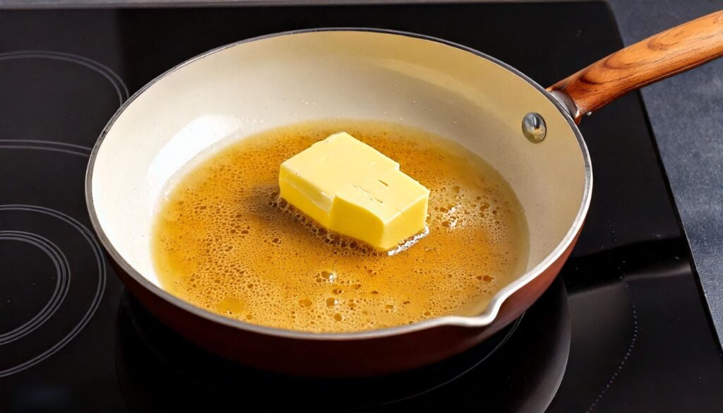 Melt the butter in a light colored skillet over medium heat