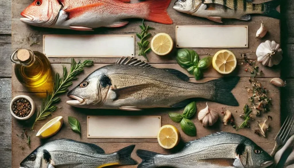 A visually appealing composition featuring fresh fish varieties ideal for Italian recipes Red Snapp