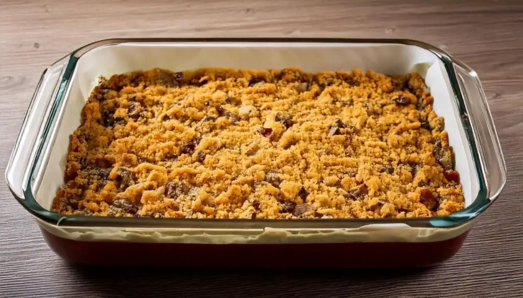 Firmly press the mixture into the base of a 9x13 inch baking dish to form a smooth even layer Resized