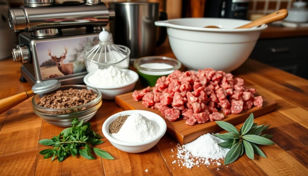 deer meat sausage ingredients and equipment