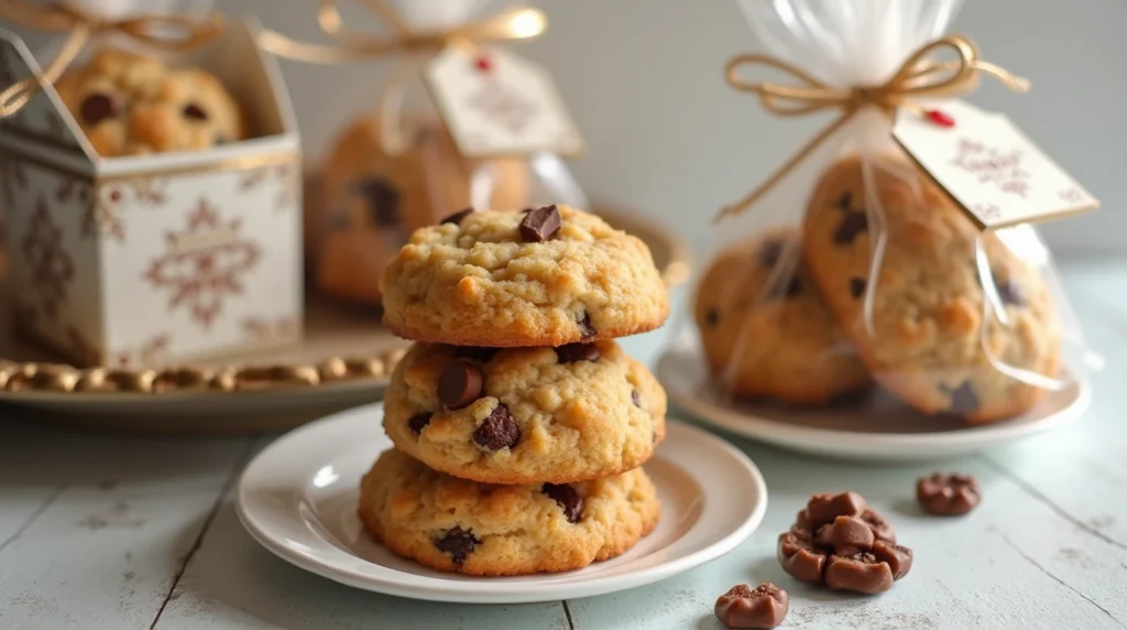 Butterscotch pudding cookies packaged in decorative boxes and bags, ready to be given as a thoughtful homemade gift.